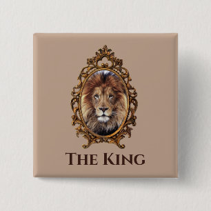 Majestätisches Löwenkönig-Vintage-Porträt zum Vate Button