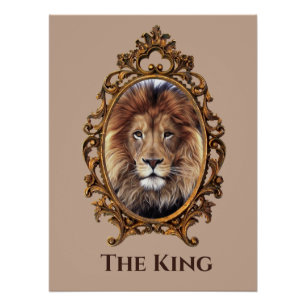 Majestätisches Löwenkönig-Vintage-Porträt zum Vate Poster