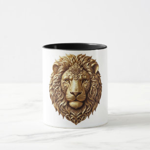 Majestätisches Löwenkopf-Stammes-Ornament Kunst Ka Tasse