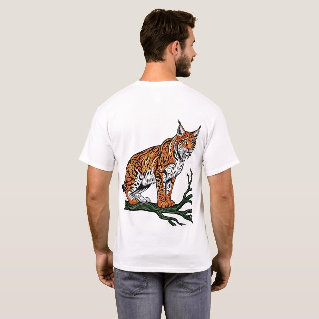 Majestätisches Luchs auf Ast T-Shirt (Schwarz voll)