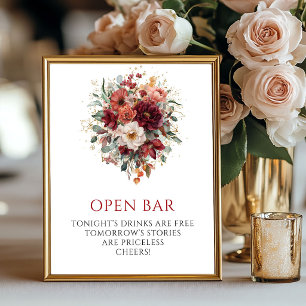 Majestätisches Marone-Boho-Eukalyptus-Open-Bar-Sch Poster
