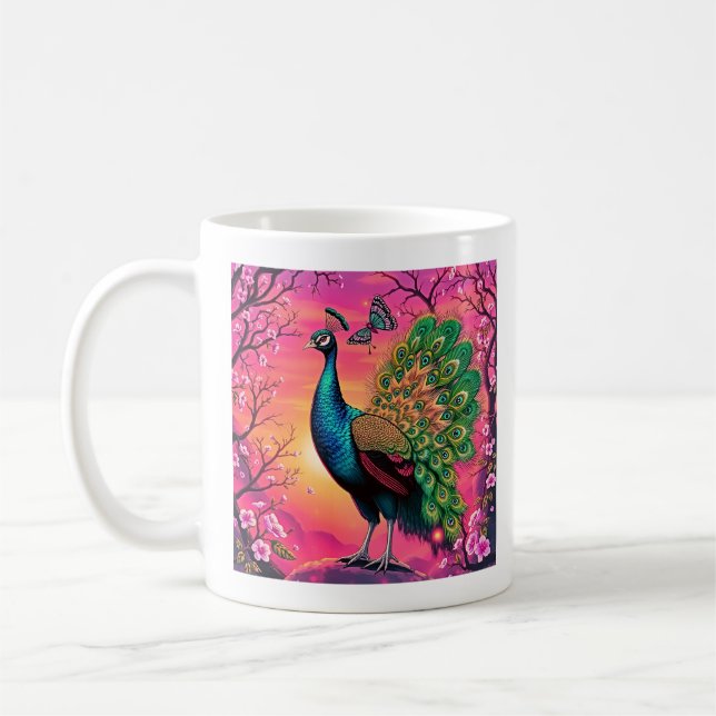 Majestätisches Pfau-Design Kaffeetasse (Links)