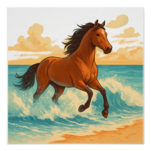 Majestätisches Pferd, das aus der Meereskraft und Poster