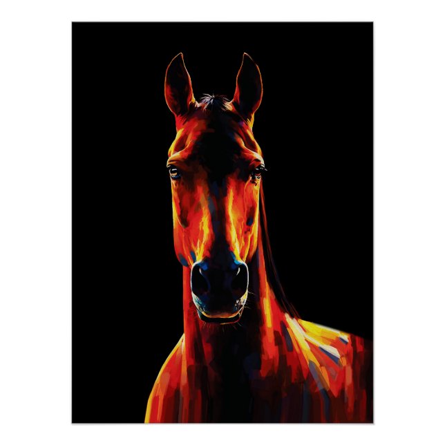 Majestätisches Pferd Feuer-Silhouette Dramatisches Poster (Vorderseite)