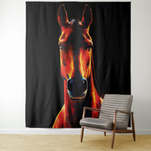 Majestätisches Pferd Feuer-Silhouette Dramatisches Wandteppich