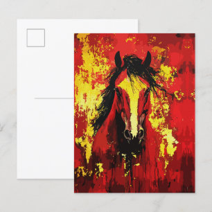 Majestätisches Pferd – Feuriger Geist in Gold und Postkarte