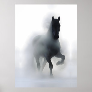 Majestätisches Pferd im Nebel – Minimalistisches A Poster