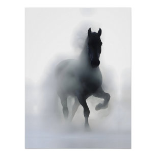 Majestätisches Pferd im Nebel – Minimalistisches A Poster
