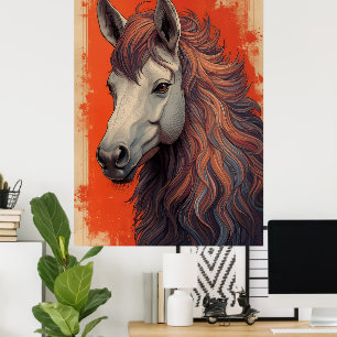 Majestätisches Pferdeportrait-Kunstposter   Fließe Poster