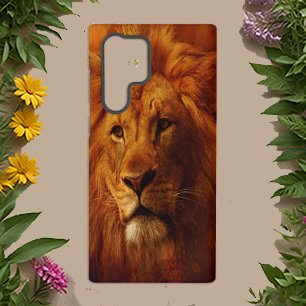 Majestätisches realistische Löwengesicht in Gold Samsung Galaxy Hülle