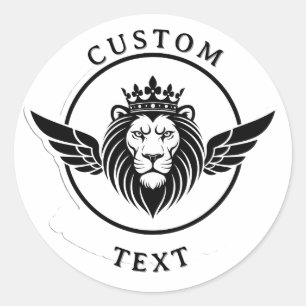 Majestätisches schwarzes Kreis-Löwen-Wappen-Logo m Runder Aufkleber