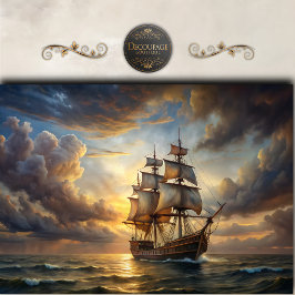 Majestätisches Segelschiff im Sonnenuntergang Deco Seidenpapier