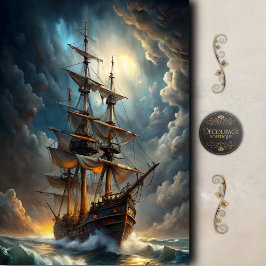 Majestätisches Sturmwolken-Hohes-Schiff-Decoupage Seidenpapier