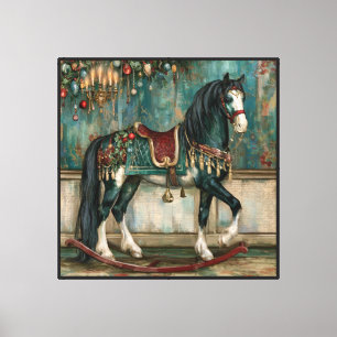 Majestätisches viktorianisches Weihnachtspferd Leinwanddruck