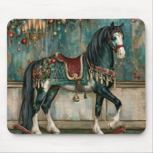 Majestätisches viktorianisches Weihnachtspferd Mousepad