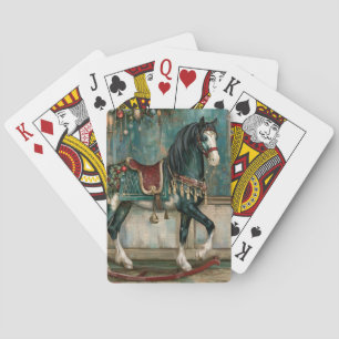 Majestätisches viktorianisches Weihnachtspferd Spielkarten