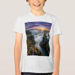 Majestätisches Wasserfall- und Regenbogen-Künstler Tri-Blend Shirt