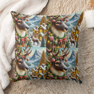 Majestätisches Weihnachts-Rentier-Kissen-Design. Kissen