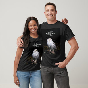Majestätisches Winter-Schneeeulen-Monogramm mit in T-Shirt