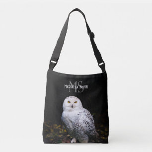 Majestätisches Winter-Schneeeulen-Monogramm mit in Tragetaschen Mit Langen Trägern