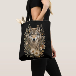 Majestätisches Wolf-Blumen-Natur-T-Shirt