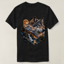 Majestätisches Wolf Vollmond-Wilderness-Grafik-T-S