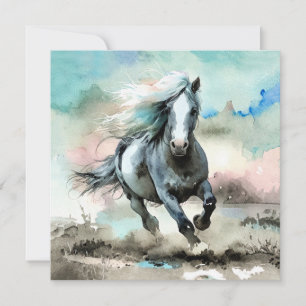 Majestätisches Zugpferd Aquarell  Feiertagskarte