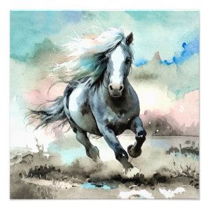 Majestätisches Zugpferd Aquarell  Fotodruck