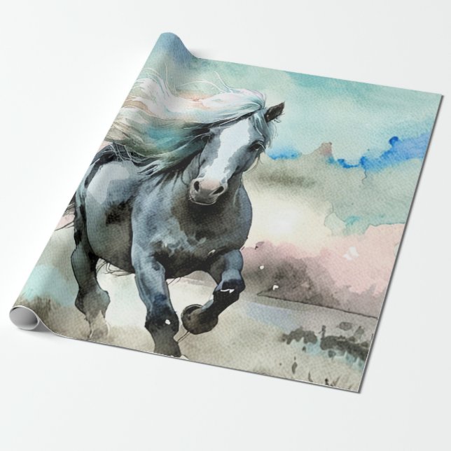 Majestätisches Zugpferd Aquarell  Geschenkpapier (Ungerollt)