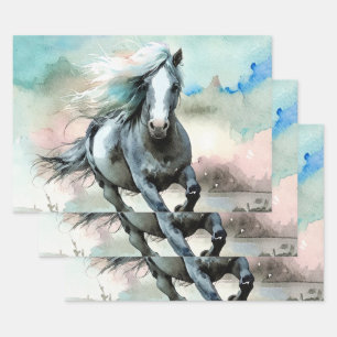 Majestätisches Zugpferd Aquarell  Geschenkpapier Set