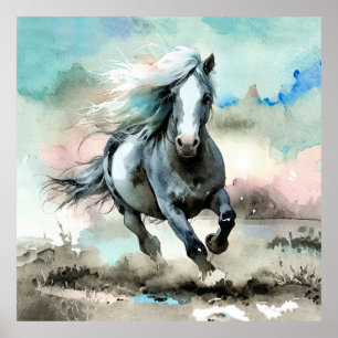 Majestätisches Zugpferd Aquarell  Poster