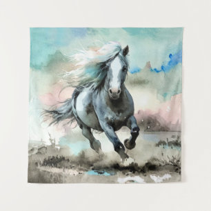 Majestätisches Zugpferd Aquarell Wandteppich