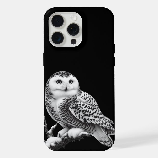 Majestätliche Schneeeule sitzend iPhone Hülle (Rückseite)