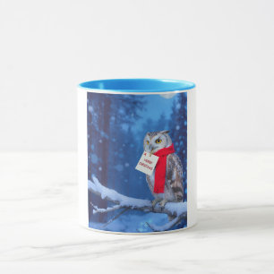 Majestätliche Weihnachts-Eule Schneereicher Winter Tasse