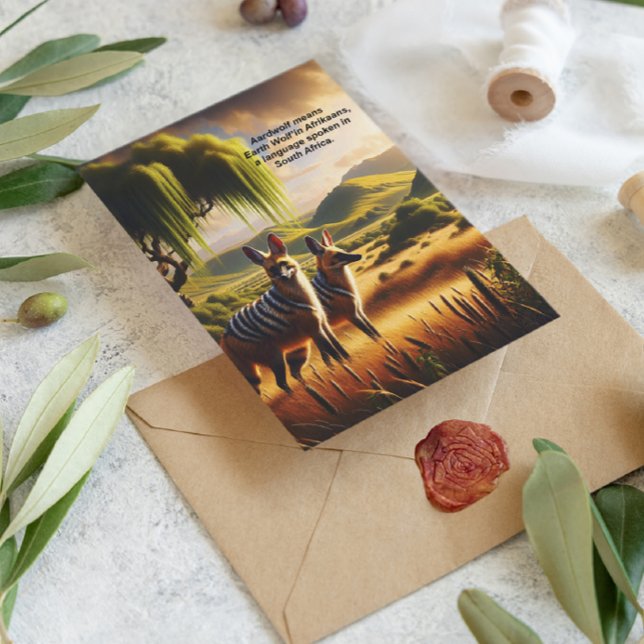 Majestic Aardwolf Grasslands Postkarte (Von Creator hochgeladen)