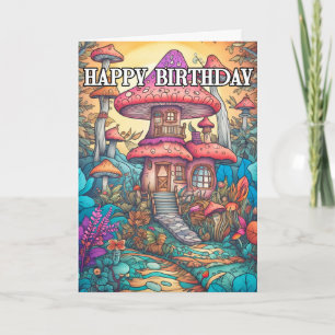 Majestic Abstrakt Mushroom Hut Illustration Karte