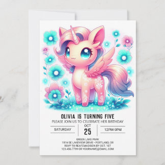 Majestic Adorable Unicorn Digital Geburtstag Einladung