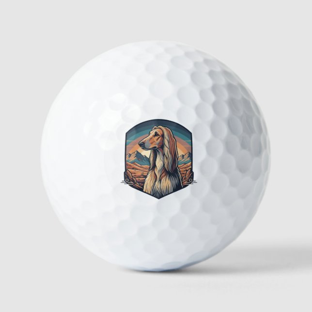 Majestic Afghan Hound Mountain Sunset Graphic Golfball (Vorderseite)