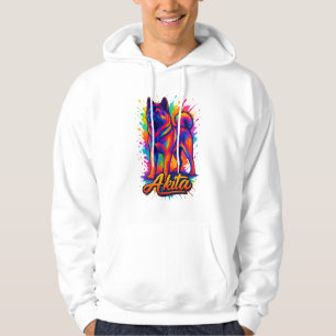 Majestic Akita - Lebhafter farbenfroher Pop Kunst, Hoodie
