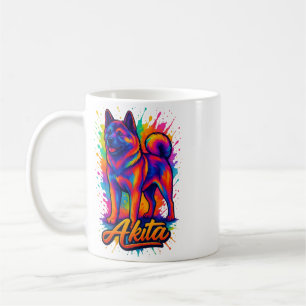 Majestic Akita - Lebhafter farbenfroher Pop Kunst, Kaffeetasse