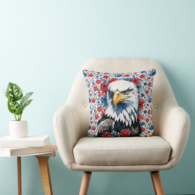 Majestic American Bald Eagle Floral Kissen (Stuhl )