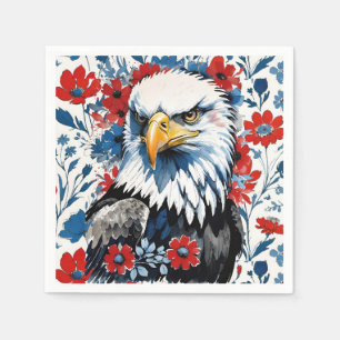 Majestic American Bald Eagle Floral Serviette