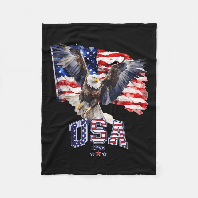 Majestic American Bald Eagle mit US-Flagge 4. Fleecedecke (Vorderseite)
