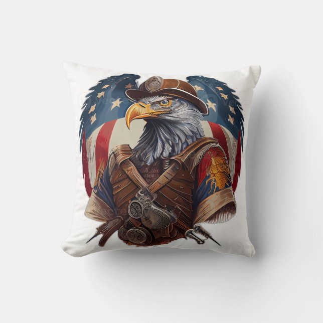 Majestic American Eagle - Patriotic Wildlife Art Kissen (Vorderseite)