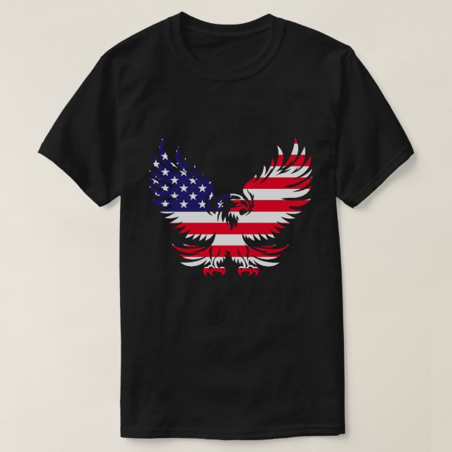 Majestic American Flag Eagle Silhouette T-Shirt (Design vorne)