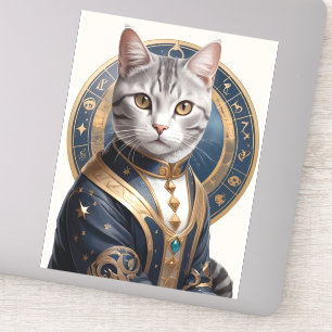 Majestic American Shorthair Cat in Blue and Gold Aufkleber