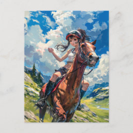 Majestic Anime Rider im Grünen Postkarte