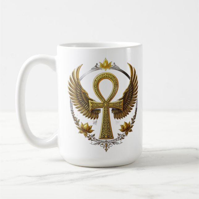 Majestic Ankh Power Heiliges ägyptisches Erbe Kaffeetasse (Links)