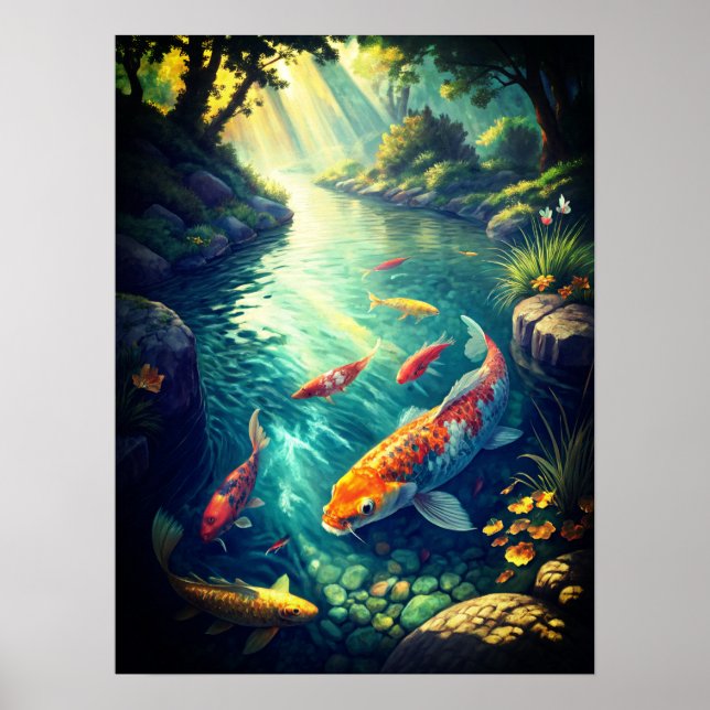 Majestic Antike chinesische Landschaft mit Fluss u Poster (Vorne)