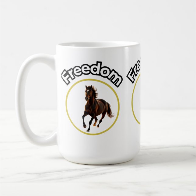 **Majestic Arabian Horse in the Golden Desert** Kaffeetasse (Links)